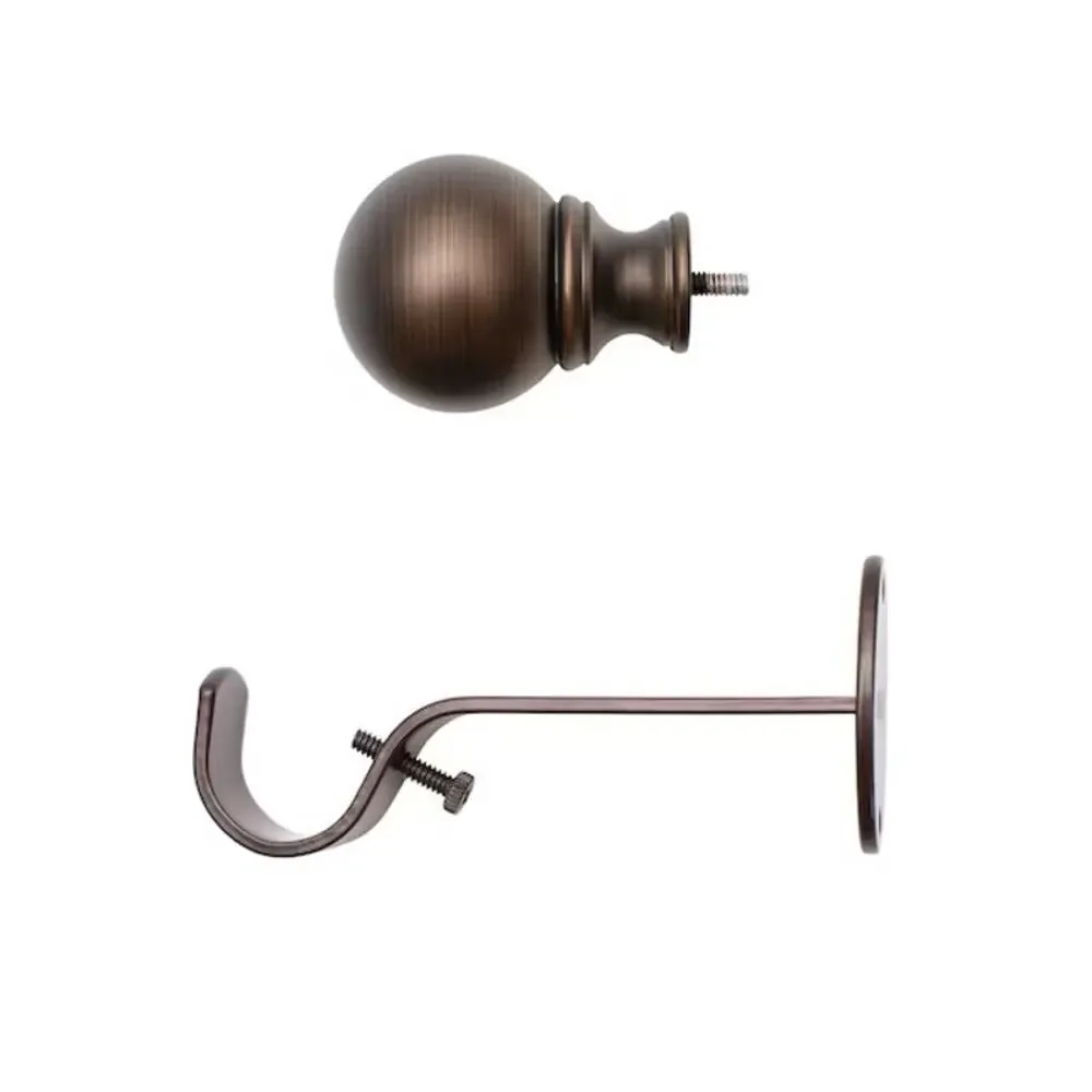 Elrene Cordelia Antique Bronze Iron Curtain Rod with Finials 28 to 48 in